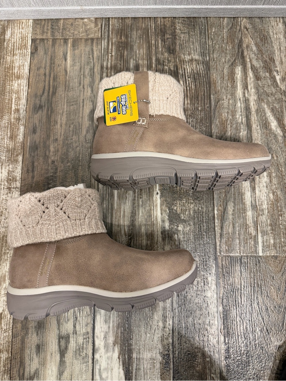Skechers Taupe Knit Cuff Ankle Bootie Size 7.5 - Picture 13 of 16